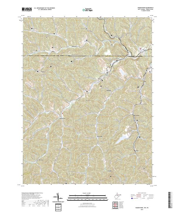 Wadestown, WV-PA — USGS 7.5-minute topo (2023)