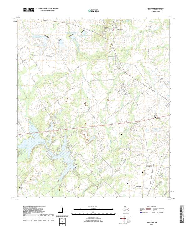 Tehuacana, TX — USGS 7.5-minute topo (2022)