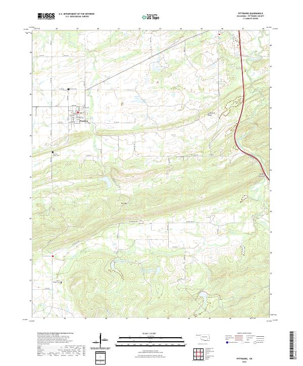 Pittsburg, OK — USGS 7.5-minute topo (2022)