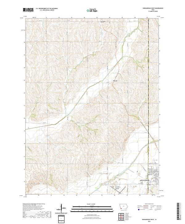 Shenandoah West, IA — USGS 7.5-minute topo (2022)
