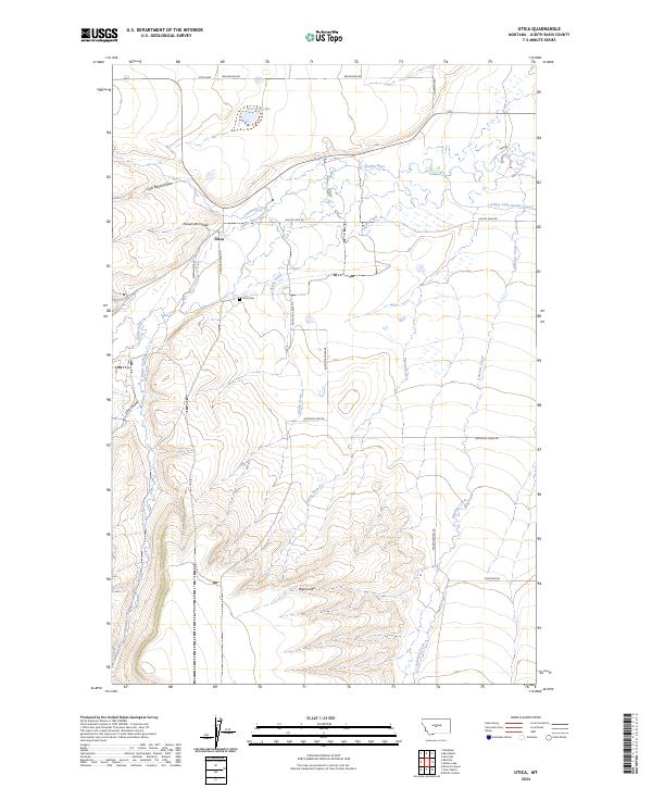 Utica, MT — USGS 7.5-minute topo (2024)