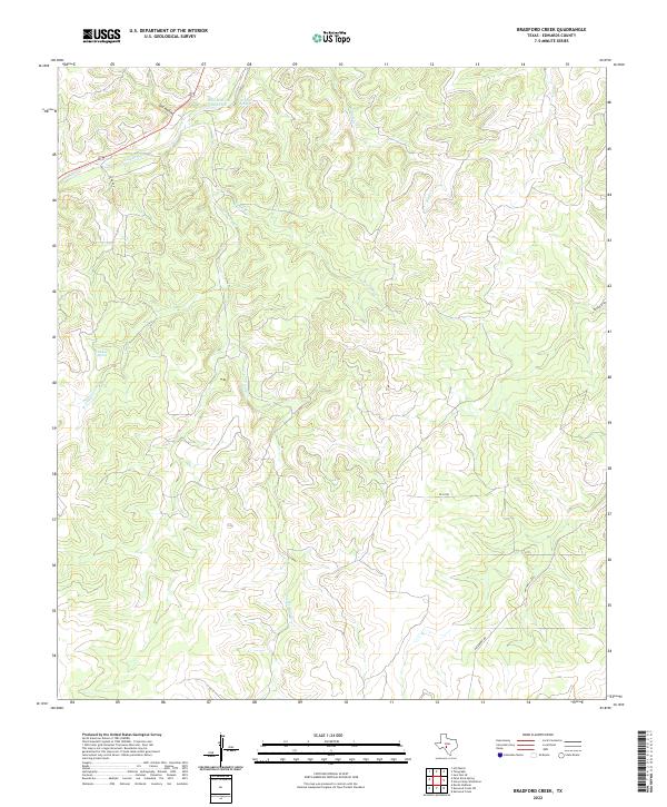Bradford Creek, TX — USGS 7.5-minute topo (2022)