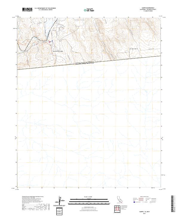 Campo, CA,BCN, US — USGS 7.5-minute topo (2021)