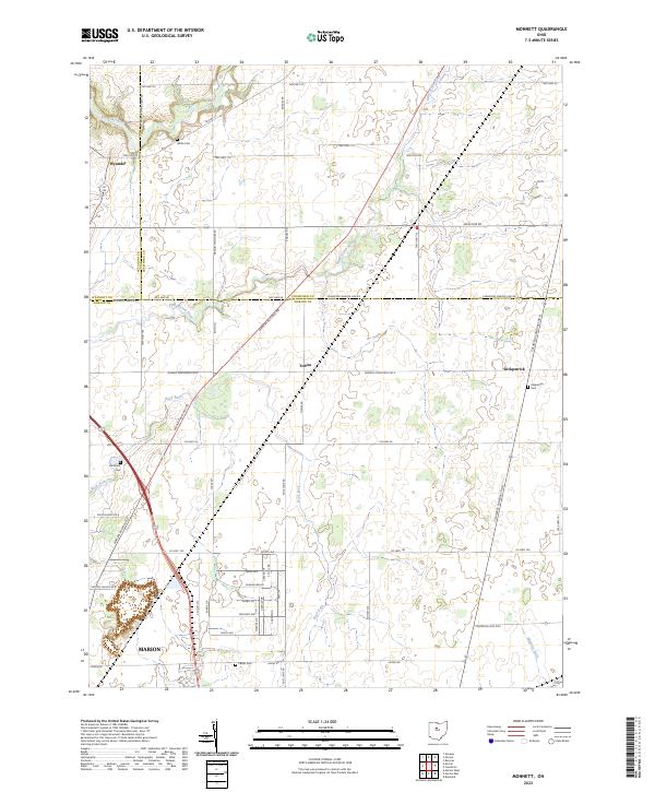 Monnett, OH — USGS 7.5-minute topo (2023)