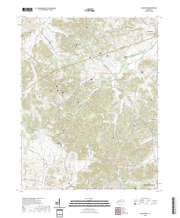 Slaughters, KY — USGS 7.5-minute topo (2022)