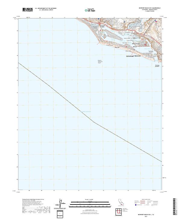 Newport Beach OE S, CA — USGS 7.5-minute topo (2021)