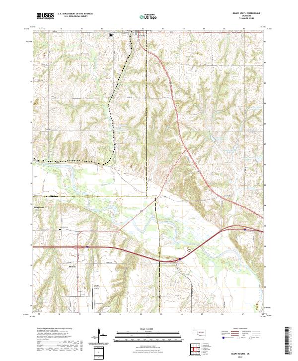Geary South, OK — USGS 7.5-minute topo (2022)