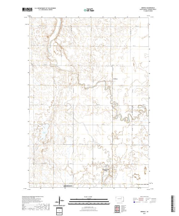 Ordway, SD — USGS 7.5-minute topo (2021)