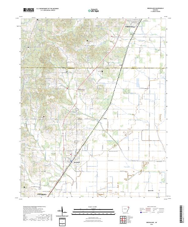 Brookland, AR — USGS 7.5-minute topo (2024)
