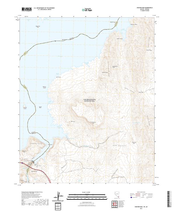 Hoover Dam, NV-AZ — USGS 7.5-minute topo (2021)