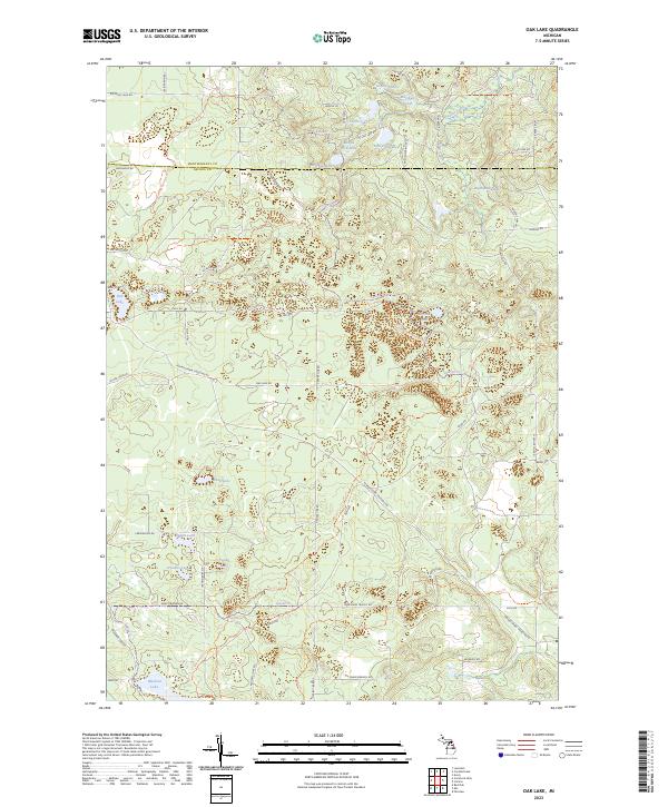 Oak Lake, MI — USGS 7.5-minute topo (2023)