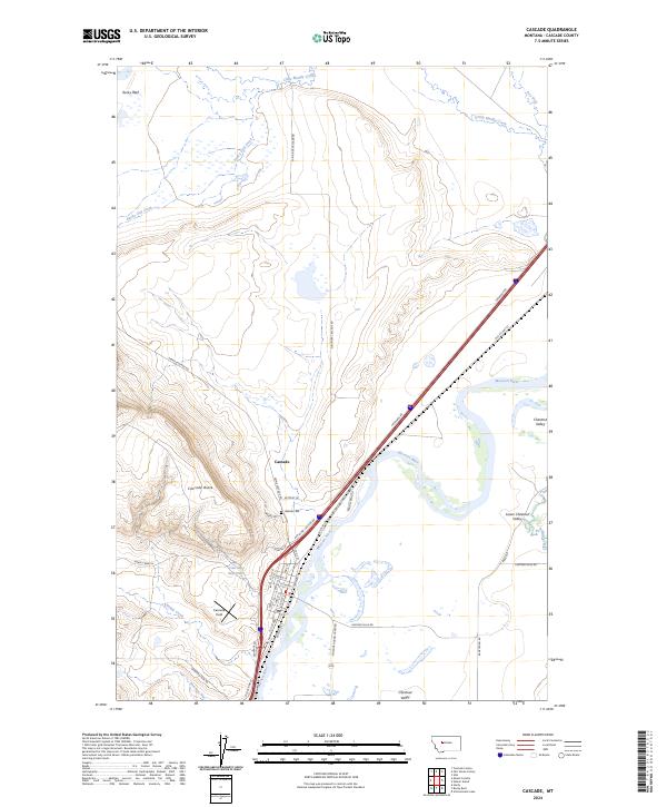 Cascade, MT — USGS 7.5-minute topo (2024)
