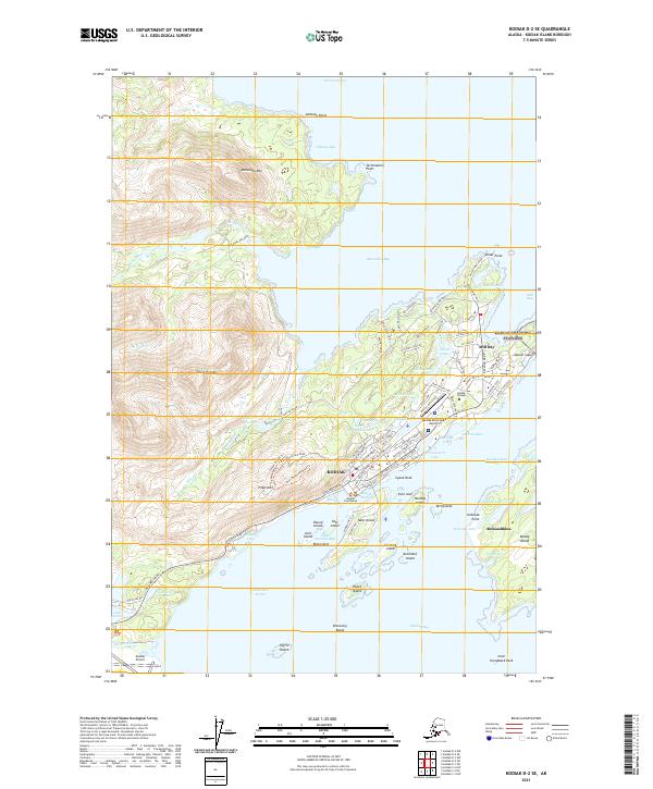 Kodiak D-2 SE, AK — USGS 7.5-minute topo (2021)