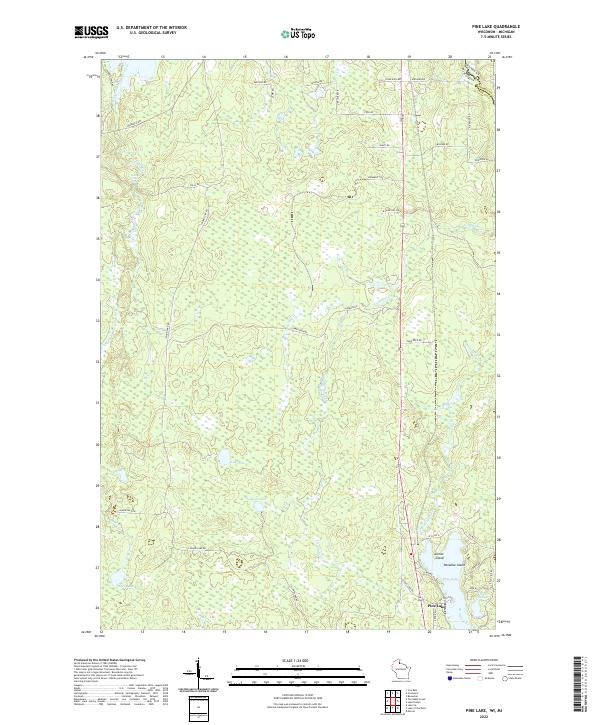 Pine Lake, WI-MI — USGS 7.5-minute topo (2022)