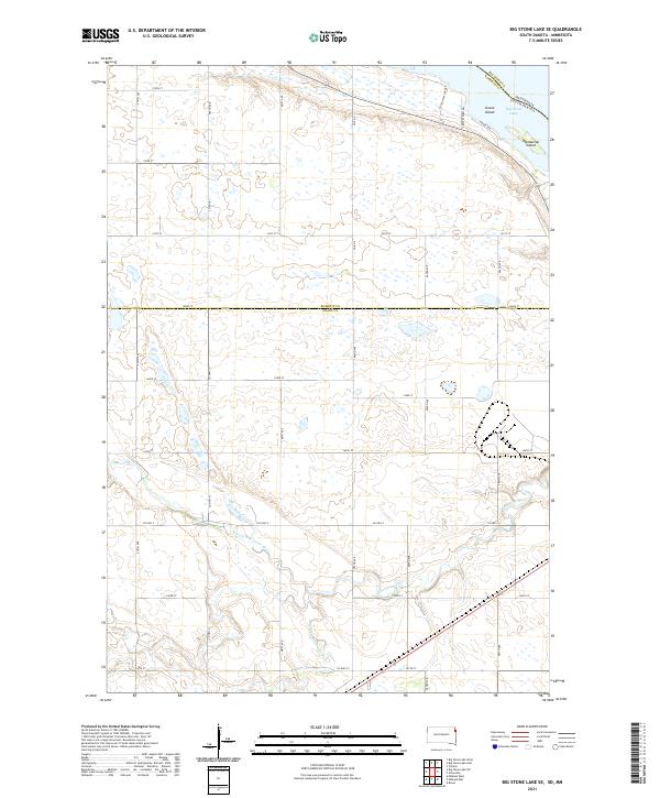 Big Stone Lake SE, SD-MN — USGS 7.5-minute topo (2021)