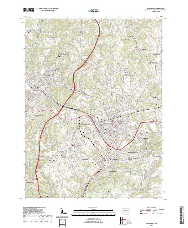 Greensburg, PA — USGS 7.5-minute topo (2023)
