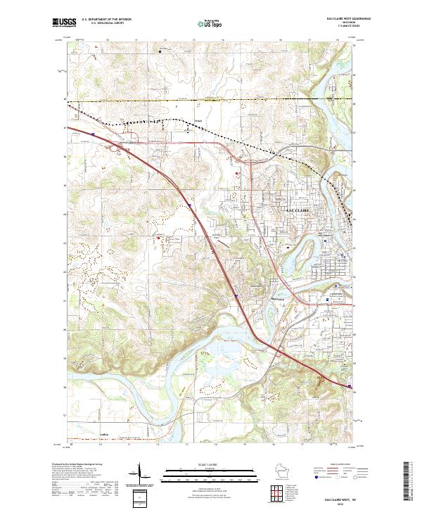 Eau Claire West, WI — USGS 7.5-minute topo (2022)