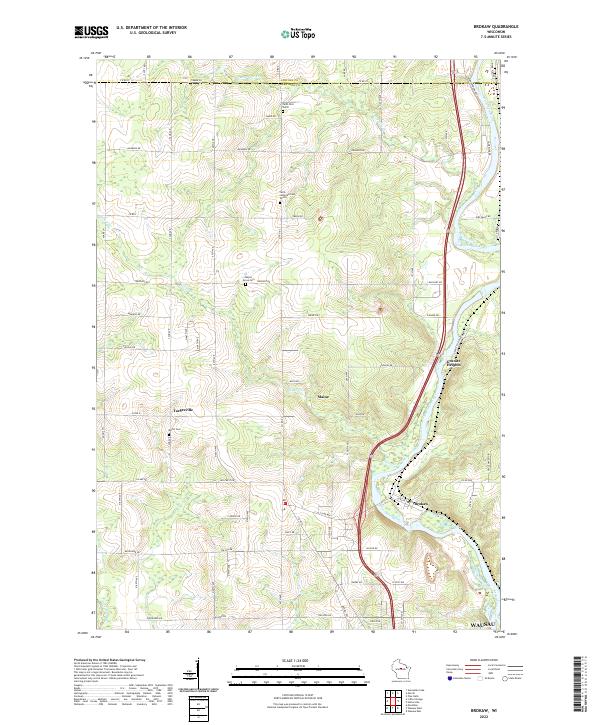 Brokaw, WI — USGS 7.5-minute topo (2022)