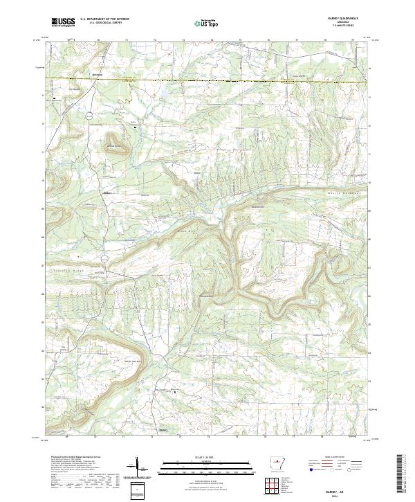 Barney, AR — USGS 7.5-minute topo (2024)
