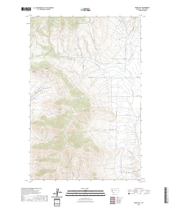 Irvine Hill, MT — USGS 7.5-minute topo (2024)