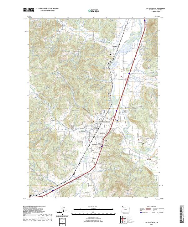 Cottage Grove, OR — USGS 7.5-minute topo (2023)