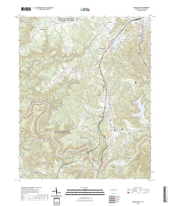 Oneida South, TN — USGS 7.5-minute topo (2022)