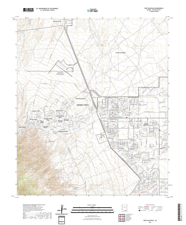 Fort Huachuca, AZ — USGS 7.5-minute topo (2021)
