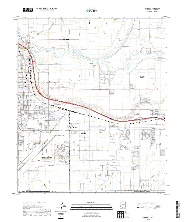 Yuma East, AZ-CA — USGS 7.5-minute topo (2021)
