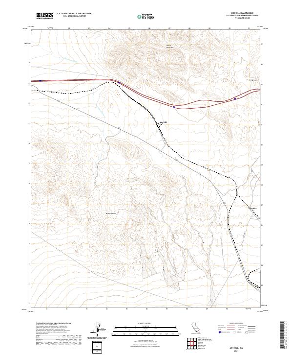 Ash Hill, CA — USGS 7.5-minute topo (2021)
