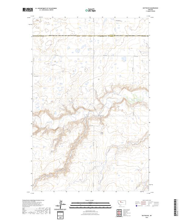 Dutton NE, MT — USGS 7.5-minute topo (2024)