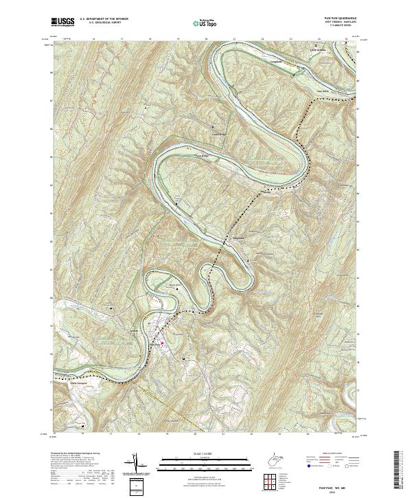 Paw Paw, WV-MD — USGS 7.5-minute topo (2023)