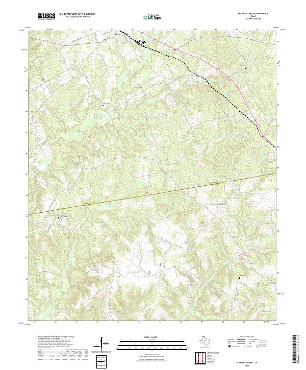 Elkhart Creek, TX — USGS 7.5-minute topo (2022)