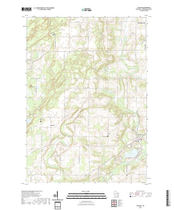 Cascade, WI — USGS 7.5-minute topo (2022)