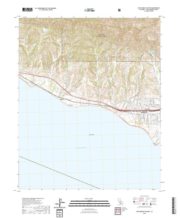 Dos Pueblos Canyon, CA — USGS 7.5-minute topo (2022)