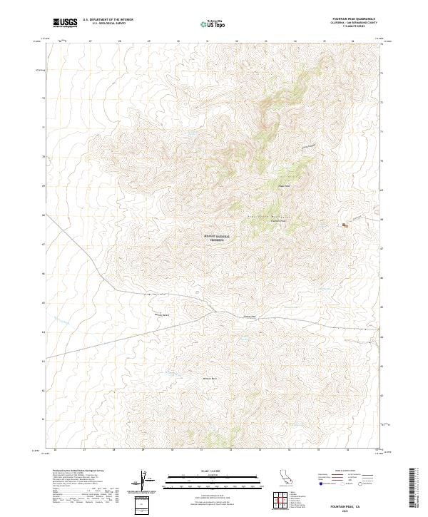 Fountain Peak, CA — USGS 7.5-minute topo (2021)