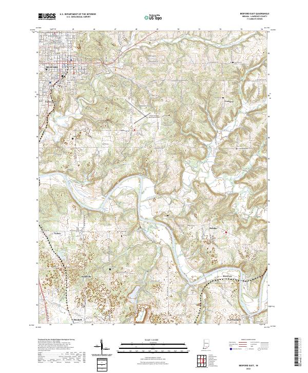 Bedford East, IN — USGS 7.5-minute topo (2022)