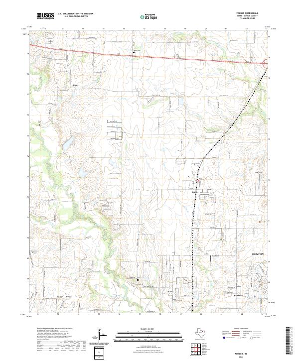 Ponder, TX — USGS 7.5-minute topo (2022)