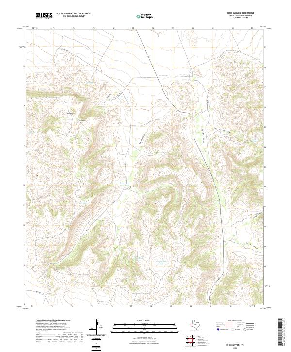 Echo Canyon, TX — USGS 7.5-minute topo (2022)