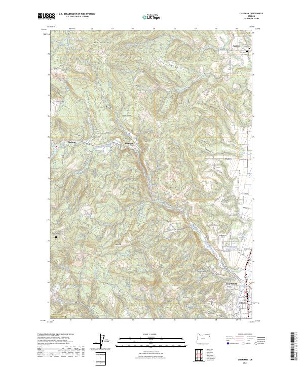 Chapman, OR — USGS 7.5-minute topo (2023)