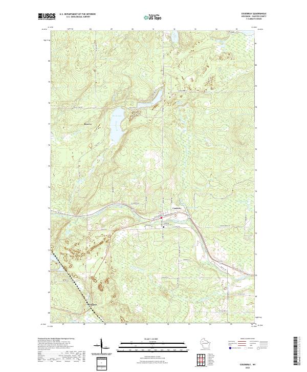 Couderay, WI — USGS 7.5-minute topo (2022)
