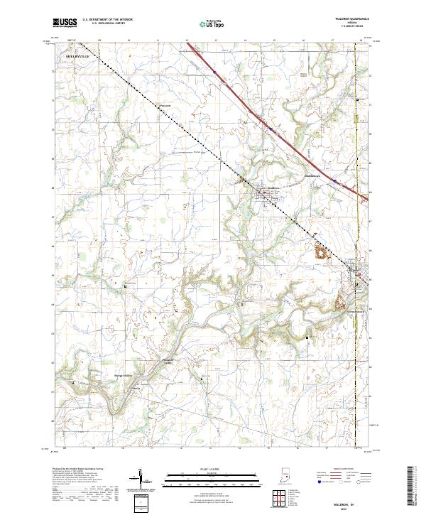 Waldron, IN — USGS 7.5-minute topo (2022)