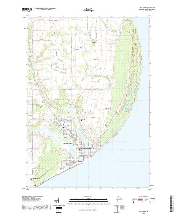 Two Rivers, WI — USGS 7.5-minute topo (2022)