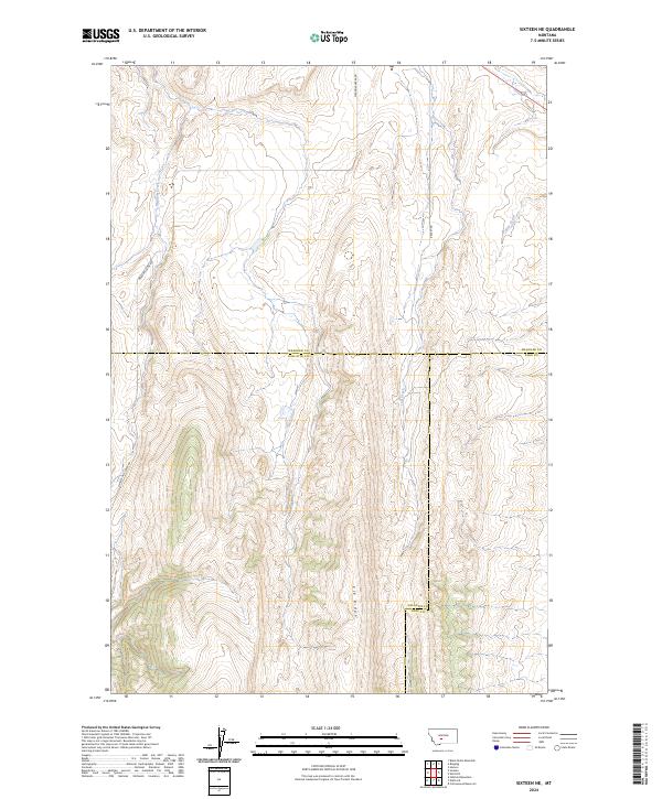 Sixteen NE, MT — USGS 7.5-minute topo (2024)