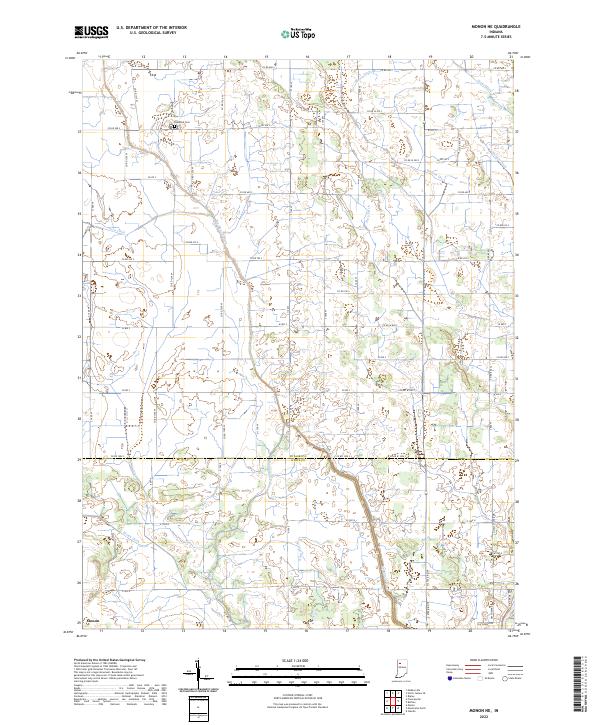 Monon NE, IN — USGS 7.5-minute topo (2022)