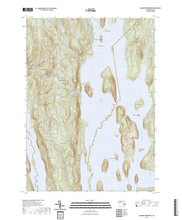 Quabbin Reservoir, MA — USGS 7.5-minute topo (2024)