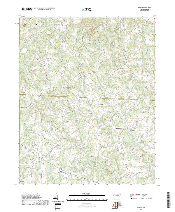Banoak, NC — USGS 7.5-minute topo (2022)
