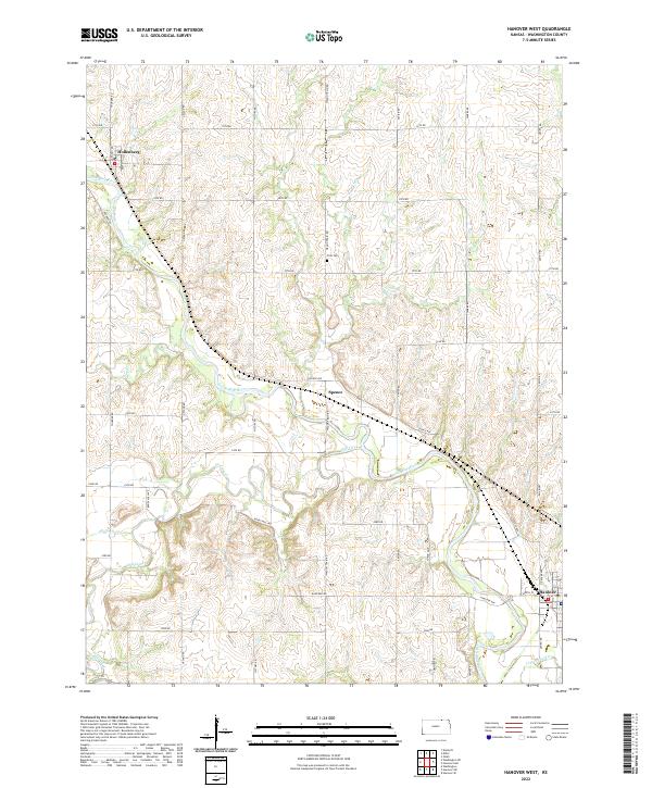 Hanover West, KS — USGS 7.5-minute topo (2022)