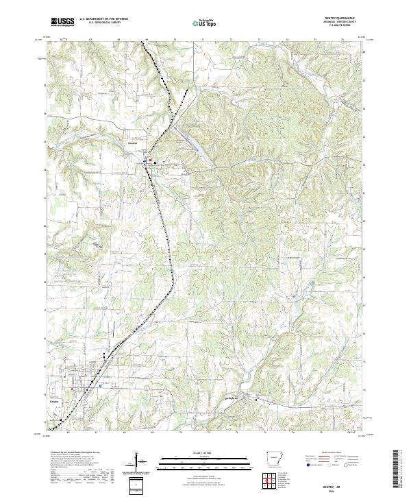 Gentry, AR — USGS 7.5-minute topo (2024)