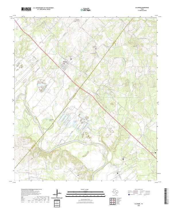 Ellinger, TX — USGS 7.5-minute topo (2022)