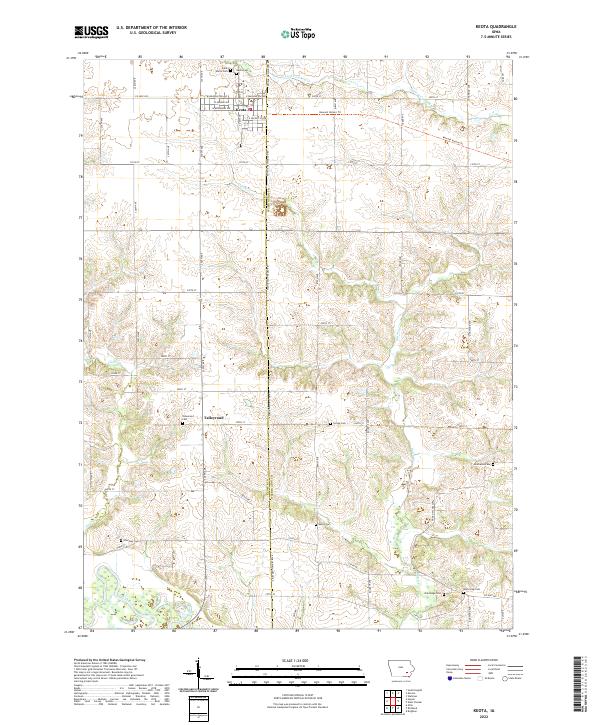 Keota, IA — USGS 7.5-minute topo (2022)